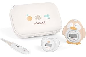 Miniland Set de Tres Termómetros Digital para Bebé con Práctico Neceser | Termómetro Chupete | Termómetro Corporal | Termómetro Baño | Thermokit (Valencia)
