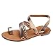 Produktbild LANDFOX Sommer Damen Römerkreuz Keile Flache Sandalen Riemchen Strandschuhe Wildleder Outdoor Party Flip Flops Sandalen Schuhe mit (39 EU, Roségold)