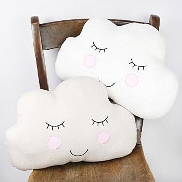 Sass & Belle Sweet Dreams Cloud Cushions Set of 2, (White & Beige)