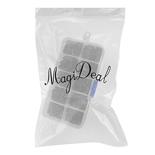 MagiDeal 760 Stück Rund Flache Schwarze Augen Sicherheit Kunststoff Augen Für Puppen Machen 4-10mm - 2