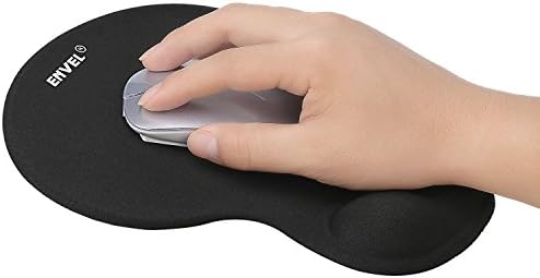 Mouse Pad with Wrist Support, Anti-slip Mouse Mat [ Stitched Edges ] with curving sillicon gel Wrist Rest Support for Laptop PC ( Black )