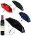 Produktbild 1 Stück _ Weinflasche als - Taschenschirm - " in grün / schwarz / rot / blau " - ø 98 cm - Regenschirm / Erwachsenenschirm / Kinderschirm / - Weinliebhaber - Weine - für Damen / Frauen & Herren - Erwachsene - Sturmfest - zusammenklappbarer Schirm - Winzer - Weinrebe Weinernte - Weinlese