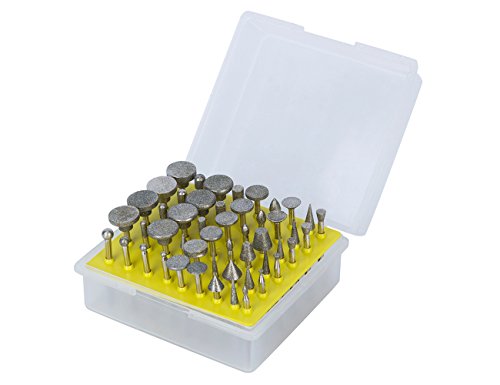 sadzero 50pcs 1/8 "Shank diamond Coated Rotary Molienda Cabeza Lapidary Burr Set De Brocas Para Jade joyas piedra cerámica molido tallado pulido