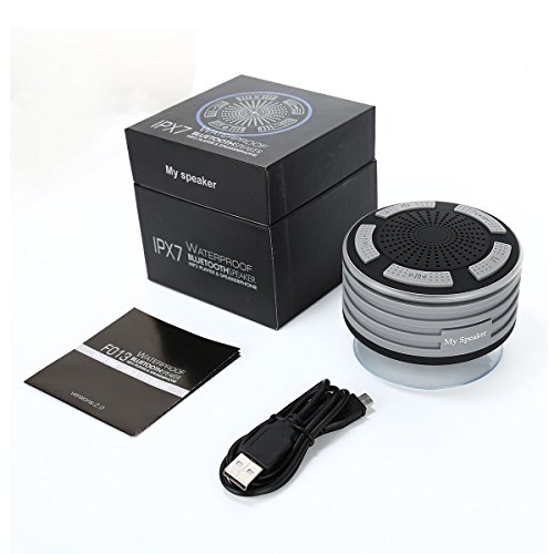 Bluetooth Shower Speaker,Haissky Certified Waterproof Wireless Speakerphone Pairs To All Bluetooth Devices Samsung iPhone iPad iPod PC FM Radio (Grau) - 8