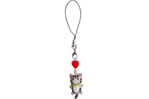 Kobeleen Niedlicher Katzen-Anhänger, Handykette, Riemen, Herz-Charme, Schlüsselanhänger, Telefon-Lanyard, Harz, Schlüsselanhänger, Tasche, Rucksack, Ornament, Party-Schmuck