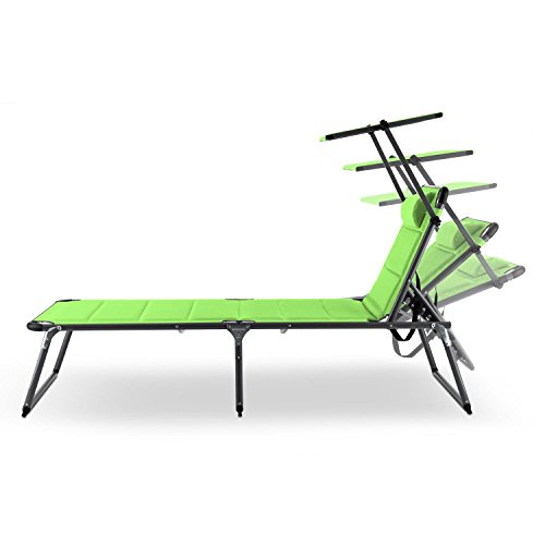 Blumfeldt Amalfi Juicy Lime Gartenliege Sonnenliege 2er-Set(Sonnendach, 5-Stufig verstellbare Rückenlehne, witterungsbeständig , Polyestergewebe, Schaumstoff-Polsterung) grün - 