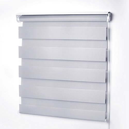 SHINY HOME® Doppelrollo DUO-Rollo Fensterrollo Verdunkelungsrollos Klemmfix für Fenster Ohne Bohren mit Klemmträger Lichtblick und Sonnenschutz 80x150cm (Grau) - 3