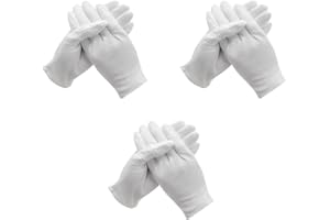 TADIPRI Baumwollhandschuhe, 3 Paar weiße Baumwollhandschuhe, Stoff-Servierhandschuhe für Ekzeme, feuchtigkeitsspendend, trockene Hände, Münzschmuck, Silber, Archiv-Kostüm-Inspektion,groß Größe