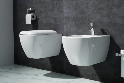 Edle Design Toilette / Hänge WC Aachen375, mit Silent Close Absenkautomatik, - 3