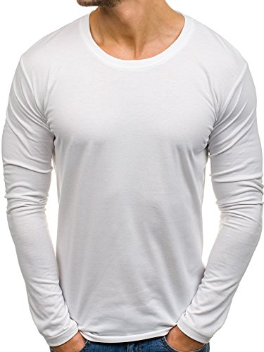 BOLF Herren Longsleeve Langarmshirt Sweatshirt Pullover J.STYLE 2088L Wei XL [1A1]