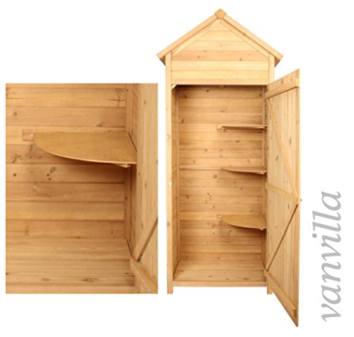 vanvilla Geräteschuppen Holz Satteldach Naturfarben Gerätehaus Gartenschrank - 3