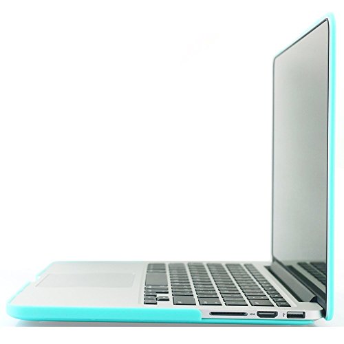 i-Buy Matte Gummierte Harte Schutzhülle Hülle für Apple Macbook Pro 13.3 Zoll mit Retina Display + Schutzfolie + Silikon Tastaturschutz + Anti-Staub-Stecker – Türkis - 8