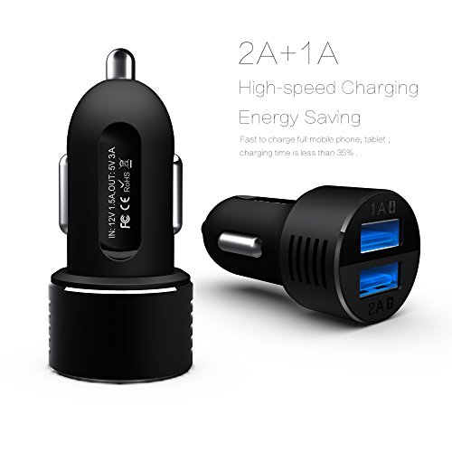 Riida Car Charger Dual USB Adaptador para iPhone 6s, iPad, Samsun Galaxy S7, Blackberries y otros Dispositivos (USB Port x...