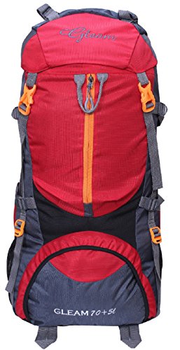 Gleam 0109 Climate Proof Mountain Rucksack / Hiking / Trekking / Campaign Bag / Backpack 75 ltrs Red & Grey Rucksack with Rain Cover RS.1899 (58.00% Off) - Amazon