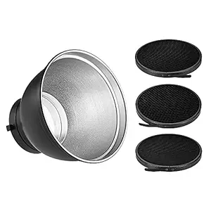 Homgeel 7 Inch Standard Reflector Diffuser Lamp Shade Dish with for Bowens Mount Studio Strobe Flash Light Speedlite with 20/ 40/ 60 Honeycomb Grids