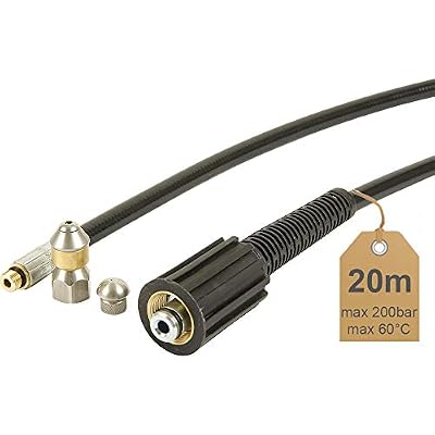 McFilter Tuyau | 20 m, de nettoyage de canalisation, 60 °C – avec buse fixé + buse rotative | Idéal pour nettoyeur haute pression Kärcher,... | de Mcfilter