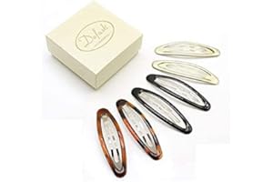 Dofash 6Pcs Ellipse Shaped(Looks Like 3D Effect) Epoxy Snap Hair Clips Hair Grips Metal Hair Clips 8Cm/3.15in Hair Accessories For Women Three Color Mixed (Black/Blonde/Tortoise)