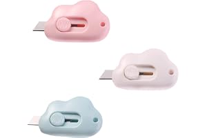 Leven Cute Retractable Box Cutters, 3 Utility Knife, Sharp Cartons Cardboard Cutter Razor Knife for Craft, Smooth Mechanism Perfect for Office School and Home Use