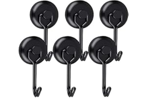 YADODO Crochet Aimanté Puissant 23kg 25D Crochet Magnetique Frigo Noir Néodyme Pivotants Aimant Crochet Magnétique Crochets Aimantés Magnétiques pour Cuisine Torchon Tableau 6pcs