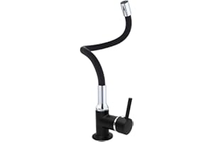 ATCO® Kaltwasserhahn Waschtischarmatur RONDO Kaltwasser Auslauf flexibel Armatur Standventil Wasserhahn Waschtisch Einhebel Waschbecken Bad Gäste-WC schwarz