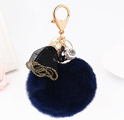 MZP Car keychain exquisite Rex rabbit hair ball plush skirt creative cute key chain bag pendant , rabbit hair ball shaqun 4059