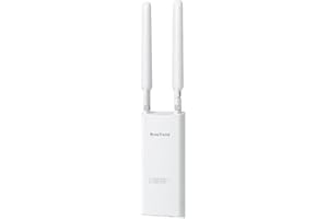 BrosTrend AC1200 Punto de Acceso WiFi Exterior Largo Alcance Potente, Doble Banda Antena WiFi Exterior con Puerto Gigabit PoE 802.3af, IP65 Outdoor, con Inyector PoE Pasivo, para Jardín, Patio, Garaje