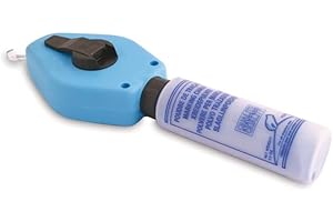 PEREL Defi Tracciatore a corda corpo ABS corda 30 m con gancio e manovella blu nero serbatoio polvere 100 g con polvere extra corda 1 mm per edilizia e tracciatura