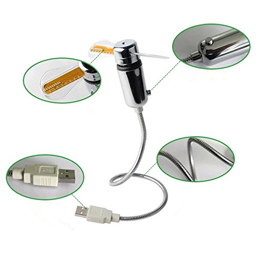 Elektrische Desktop-Tischventilator Mini Portable USB mit blauen LED-Temperatur und Wörter-Anzeige - 6