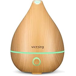 VicTsing 130ML Diffuseur Huile Essentielle Silencieux Mini Humidificateur Air Portable ultrasonique aromathérapie avec Bouton 4 en 1, Mode de Sommeil, 8 Couleurs pour Chambre à Coucher, Bureau- Gingem