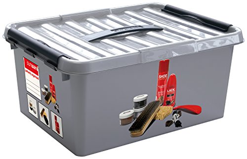 SUNWARE Q-Line Schuhputz-Box + Einsatz - 15 Liter - 400 x 300 x 180mm - silber