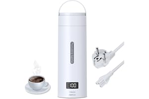 Bollitore Acqua Elettrico Piccolo, AZMKOO Bollitore Elettrico Temperatura Regolabile Portatile Da 400 ml, Bollitore da Viaggio con Spegnimento Automatico(220V, 300W)
