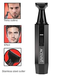 ACEVIVI Professional Wet/Dry Nose Ear and Facial Hair Trimmer with LED Light - Salon Grade Micro-Groomer - Image 4