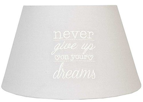 Clayre & Eef Stoff Lampenschirm ~ Never give up ~ grau
