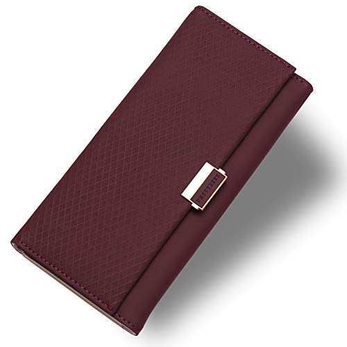 Cartera Largo Mujer KOOGOO Tassel PU Cuero Gran Capacidad Billetera Multi- Slots de con Cremallera Monedero (Rojo)