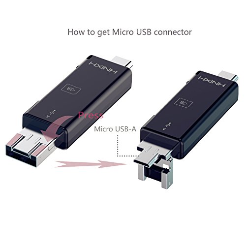 HXINH 3-in-1 Kartenleser OTG Adapter mit Type-C, USB 2.0, Micro USB DFP, UFP Unterstützen TF SD Karte, Schwarz - 4