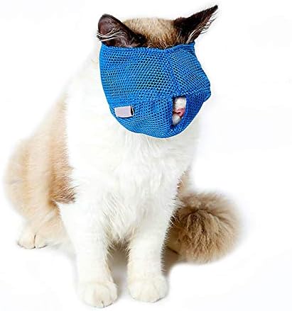 ASOCEA Cat Muzzles Breathable Mesh Cat Face Mask with Adjustable Magic Sticker for Grooming Preventing Scratches Anti-biting Trimming Chewing