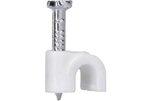Voxura Nail Clamp Cable Clamp 5 mm with Nail Diameter 1.8 x 16 mm White Pack of 50