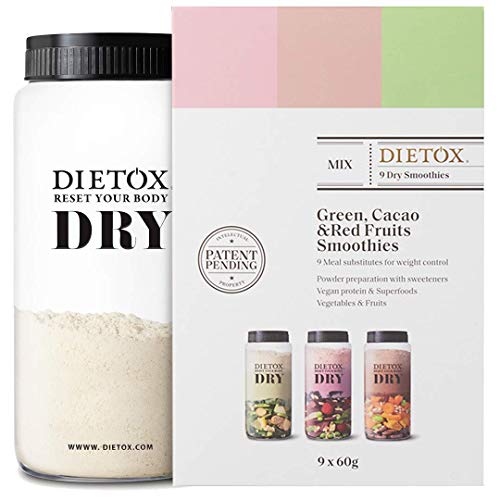 Dietox Dry Smoothies | Batidos de Proteínas Veganos Sustitutivos de comidas sabor Mix 9 x 60gr