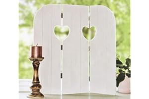 DRULINE 58 cm Paravento Decorazione per Finestra Legno Rialzo Farfalla Cuore Shabby Chic