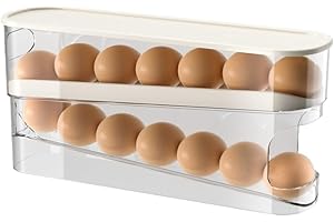 JOAAZAR Eierhalter Kühlschrank, 2 Schichten Eierspender Kühlschrank, 2 Layers Rolling Egg Dispenser, Egg Organiser, Stackable Egg Storage Box, Platzsparende Eierbehälter für Kühlschrank