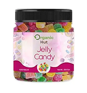 Organic Hut Jelly Cubes | Soft Candy | Colourfull Candy | 250gms [ Jar Pack ]