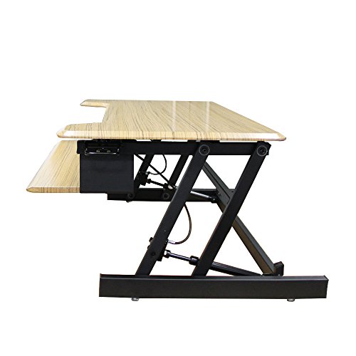 Soges Height-adjustable Standing Desk 81 cm Sit-stand Computer Workstation, Handbrake Teak S01-Y-81