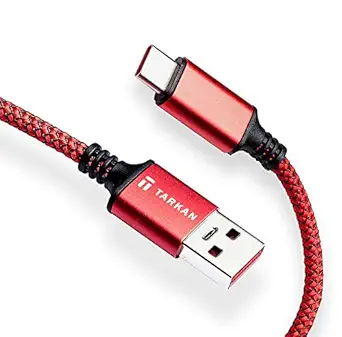 Tarkan 6 ft Long Rugged Dash & Warp Charging Type C Cable for All USB-C Android Mobile Phones (Red) Supports 5V 6A & 5V 4A (20W & 30W)