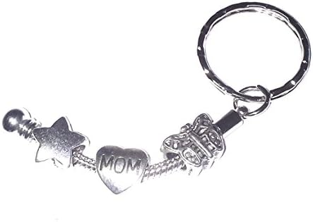 Silver Charm Beads Keyring Handbag Charm Mom Butterfly Star