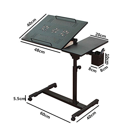 Ergonomisch Einstellbar Laptoptisch Tragbar Sofatisch Beistelltisch mit Lüfter (schwarz) - 7