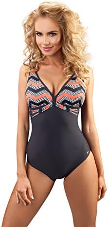One Piece Womens Swim Costume Deep V Neckline Fashion Print Swimming Suit Low Cut Scoop Back Swimwear