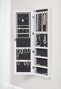 Schmuckschrank mit Spiegel zum Hängen abschließbar Weiß: Amazon.de