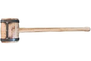 UNIMET Kerbl Holzschlegel (LxB 93x23 cm, 6 kg, aus Esche, mit angeschweißtem Flacheisen, Weidezaun, Festzaunzubehör) 44482