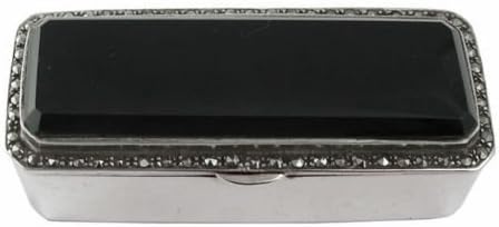 Ari D Norman Brand 925 Sterling Silver Marcasite And Onyx Rectangle Pill Box Uk Hallmark