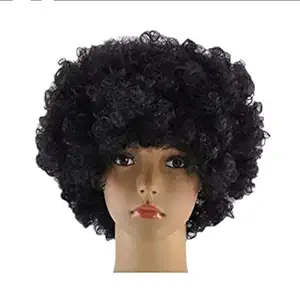 PartyFlex Black Short Curly Wig for Men/Women (Pack of 1)